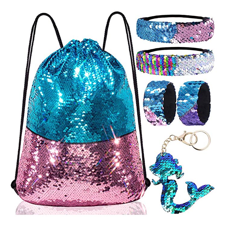 შექცევადი Sequin Drawstring ჩანთა